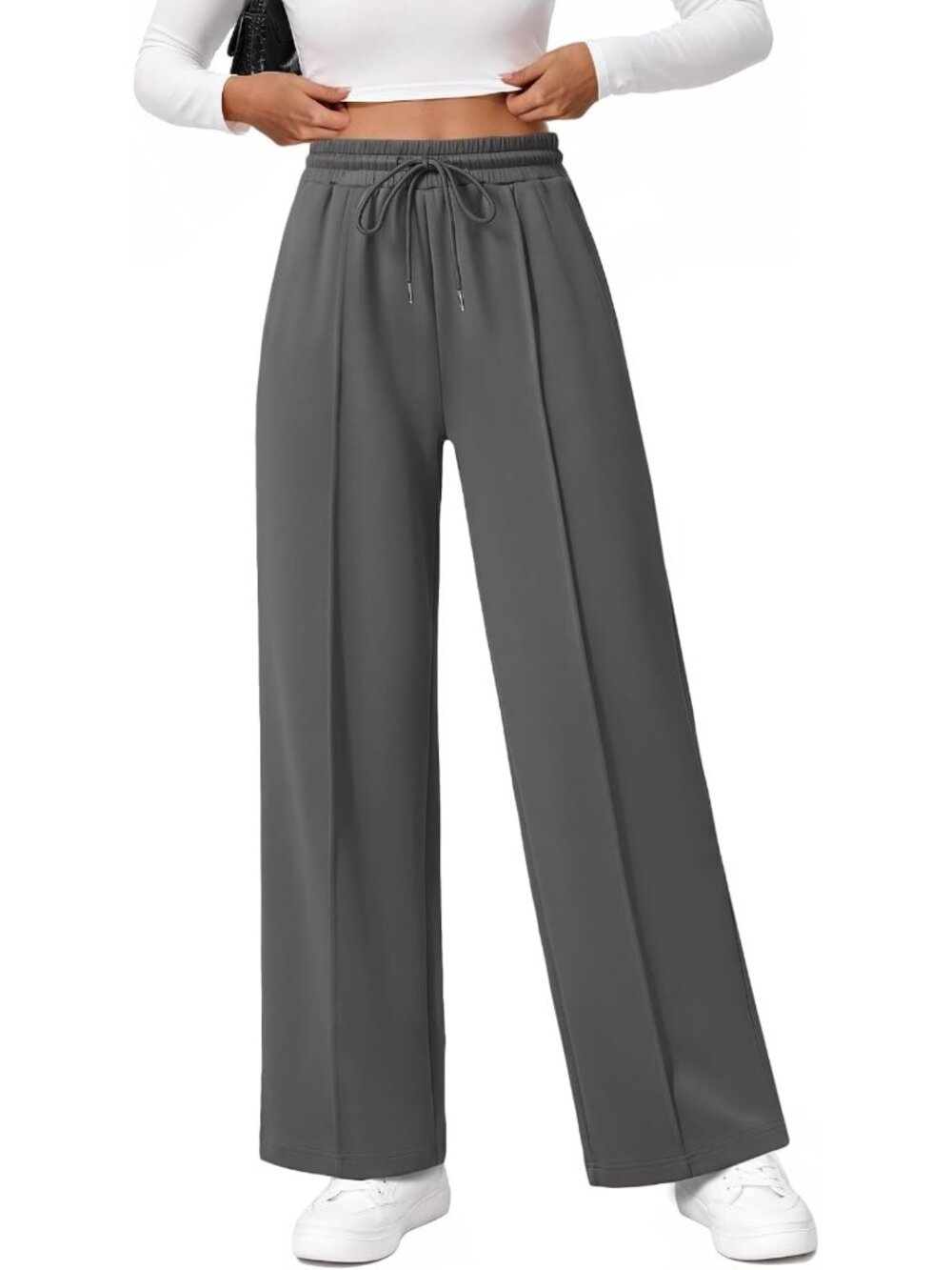 High-Waisted Wide Leg Sweatpants with Drawstring | Comfy Casual Lounge Pants